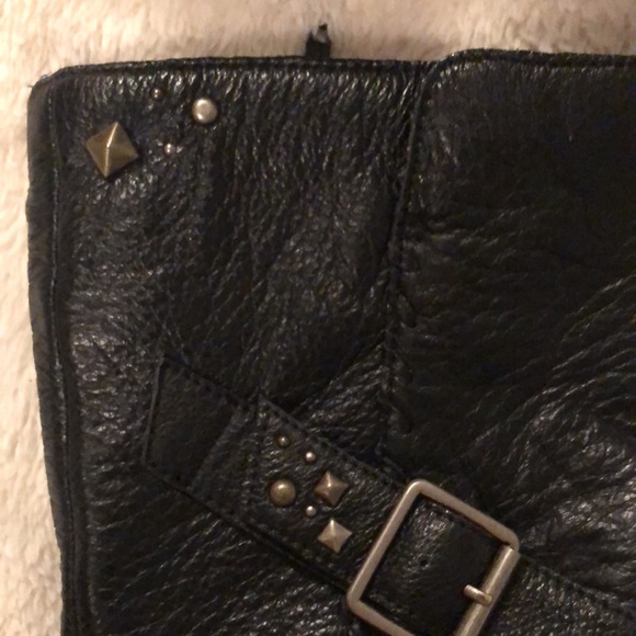 Black Kenzie leather boots with buckles, stud, and ruffle details - Picture 10 of 13